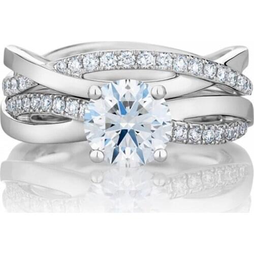 Awesome Set Rings Test Positive 1Ct 6.5mm D-Color Moissanite Diamond Rings Platinum 950 Ring Engagement Ring for Women