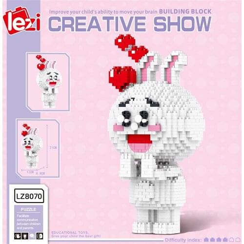 Lezi LZ8070 Building Block Model Set Rabbit Micro Mini Blocks Anime Character Building DIY Puzzle 1275pcs Brick Toys For Kids