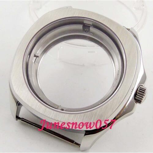 Parnis 40mm brushed 316L watch case Sapphire crystal see through back case Fit ETA 2836 miyota 8215 movement C129