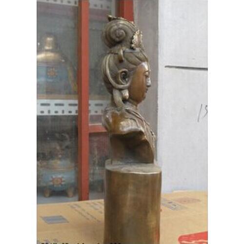 Copper Brass CHINESE crafts decor ation Asian 18"Chinese Tibetan Bronze Heart Sutra The Prajna Paramita Kwan yin Bust