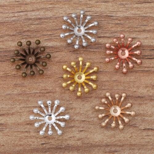 200Pcs/Lot 13 mm Flower Copper Bead Cap Jewelry Findings Spacer Bead For Jewelry Making Hair Accessories