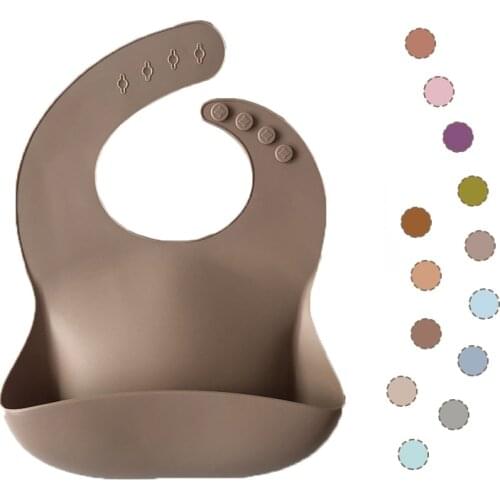 Fashionable Silicon Baby Bib Burp Cloths Newborn Feeding Waterproof Saliva Towel Adjustable Wipeable Different styles of Bibs