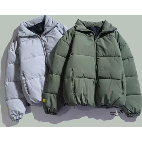 Hip Hop Plain Bubble Parka Mens Harajuku Korean Streetwear Loose Jacket Coats Winter Oversized Padded Outwear Thick Windbreaker