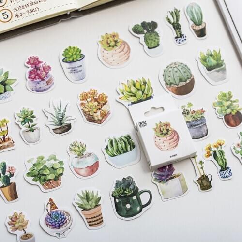 Succulent Potted plants Stickers Set Decorative Stationery Stickers Scrapbooking DIY Diary Album Stick Lable