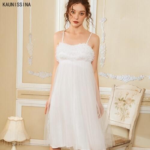 Retro Sleepwear Cotton Lining Women Home Wear Night Dress Princess Style Nightgown Sleeping Dress Sexy Lingerie Nightwear