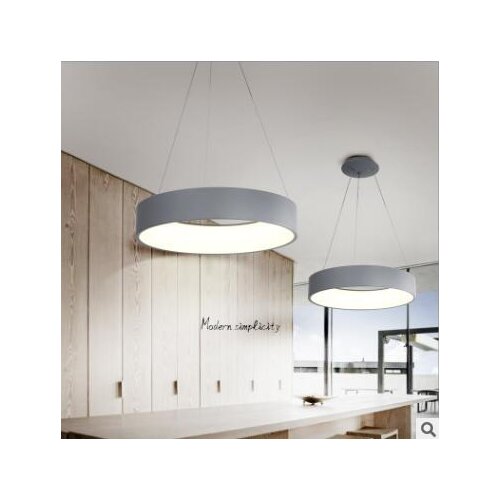 Nordic modern creative personality dining hall lamp acrylic round LED chandelier iron ring lamp