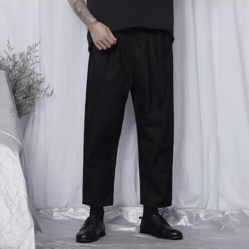 2020 new casual pants mens nine-point pants trendy men handsome loose harem pants Yamamoto wind dark wide-leg pants