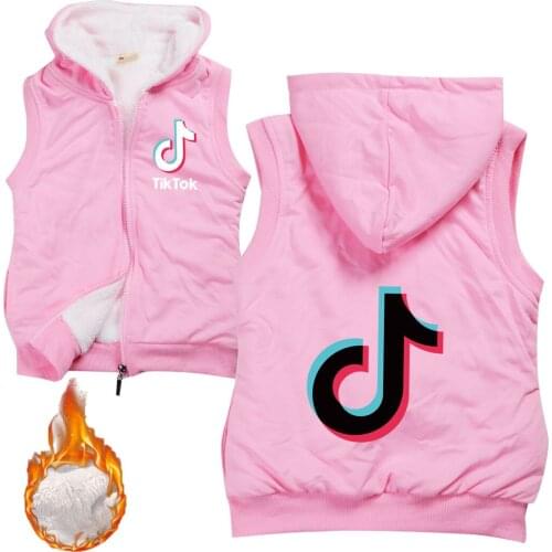 TIK TOK New Winter girls cotton cartoon vest hooded girls jacket coat children coats children clothes
