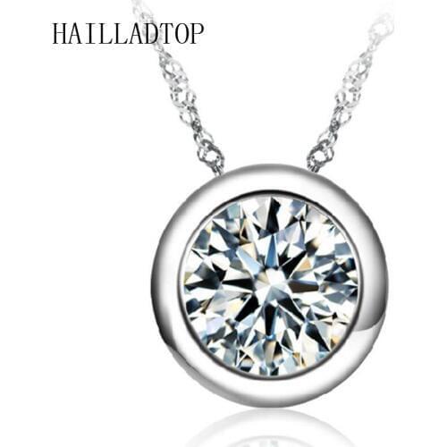 HAILLADTOP Circle Necklace for Women Turnable Pendent with Chain Purple White Crystal Round CZ Zirconia Necklace Christmas