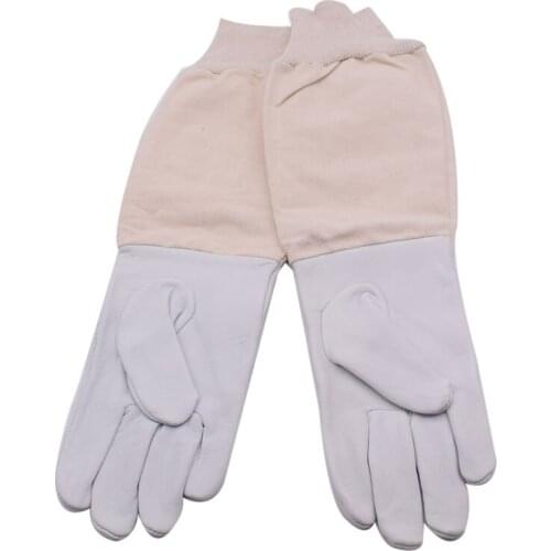 European Style Bee Gloves Canvas Sheepskin Beekeeping Gloves with Long Sleeves