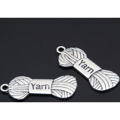 20pcs Silver Color Knitting Yarn Ball Of Wool Charms Knitting Sewing Sports Pendant Jewelry Making Handmade Accessories A3411