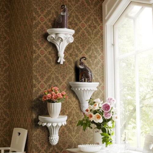 EUROPEAN STYLE CARVED TV BACKGROUND WALL SHELF RACK IS CREATIVE PARTITION WALL FLOWER WALL RACK RESIN DECORATIVE FRAME