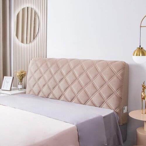 Luxury Soft Thicken Velvet Quilted Headboard Cover All-inclusive Short Plush Quilting Bed Head Cover Solid Color Backrest Cover