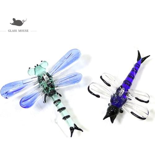 Hanging Insect Animal Mini Figurines Glass Pendant Colorful Cute Dragonfly Butterfly Ornaments Easter Home Garden Decor Supplies