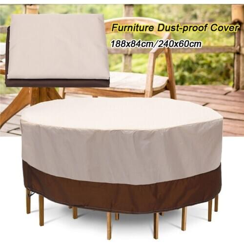 Waterproof Outdoor Garden Patio Furniture Covers Oxford Cloth Round Table UV Protection Table and Chair Dust Protection Cover