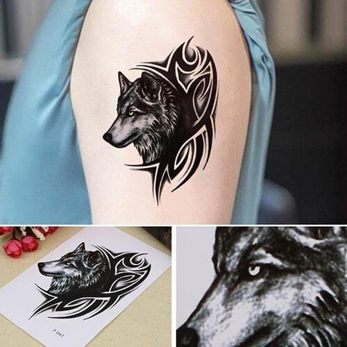 Men Women Waterproof 3D Wolf Head Tattoo Sticker Fashion Cool Funny Tattoo Stickers Unisex Temporary Tattoo Papers Body Art