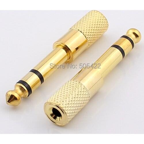 Gold 1/4" 6.5mm Male to Mini Jack 1/8" 3.5mm Female Adapter Stereo Plug Metal