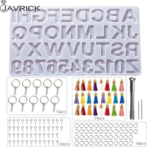 1 Set Crystal Epoxy Resin Mold Alphabet Letter Number Pendant Casting Silicone Mould DIY Crafts Jewelry Keychain Making