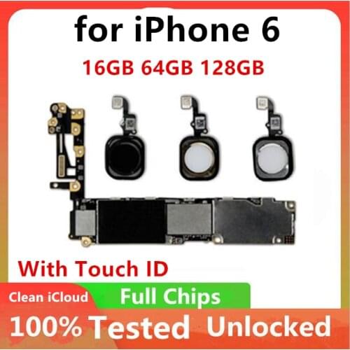 100% Original unlocked for iphone 6 Motherboard WIth / Without Touch ID,for iPhone 6 Logic Board Mainboard Free iCloud Full Chip