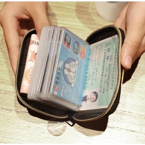 2019 Fashion Women Zipper ID Credit Card Holder High Capacity 24 Bits Cards Case Bag Femme Female Change Wallets For Document