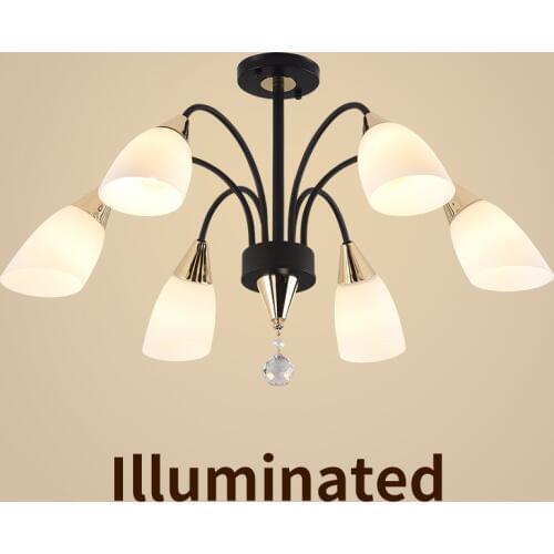 6 Lights Nordic Retro Iron Hanging Lamp E27 Modern Creative Glass Lampshade Ceiling Light For Living Room Bedroom Lighting CL238