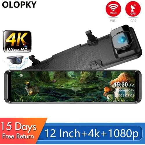 4K Dashcam 12 Inch Stream Media Rear view Mirror 2160P Ultra HD Car Dvr Car Camera with Sony Imaging sensor Recorder for Auto