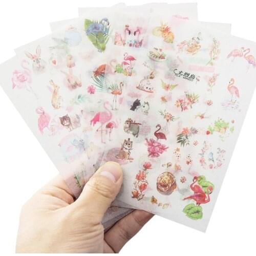 Free shipping 20packs Fresh flamingo creative photo album decoration hand account daily DIY stickers stickers