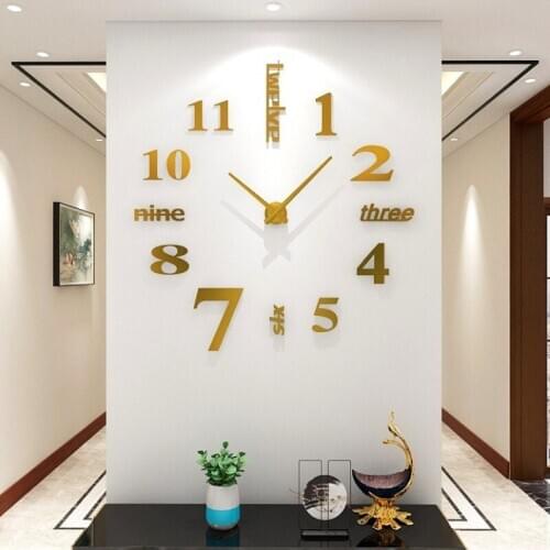 3D Large Mirror Wall Decor Clock Creative Home Decoration Modern Design Digital Clock Quartz Watch Living Room Bedroom Stickers