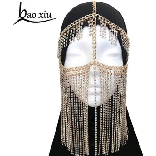 Luxury New Fashion Gold Metal Crystal chains women fashion Tassel multilayer head chain headwear Forehead hair jewelry