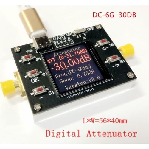 OLED Display 6G Digital Programmable Attenuator 30DB Step 0.25DB RF Module Supports USB TTL Communication
