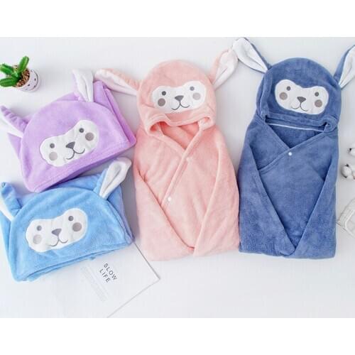 Baby Bathrobe Childrens Cape with Cap Can Wear Autumn and Winter Thick Coral Velvet Super Soft Bathing Robe