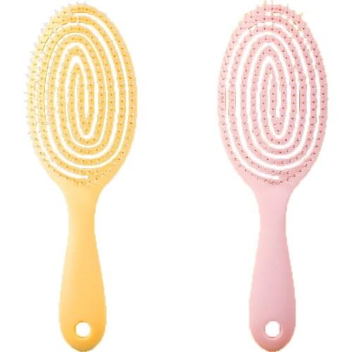 DRTWTI Hot Sale Rubber Handle Salon Hairdressing Styling Tools Plastic Cushion Detangling Wet and Dry hair brush