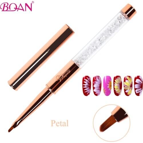 BQAN Rose Gold Gel Brush Rhinestone Nail Brush Marble Drawing Brush Crystal Acrylic Petal UV Gel Brush Nail Art Pen