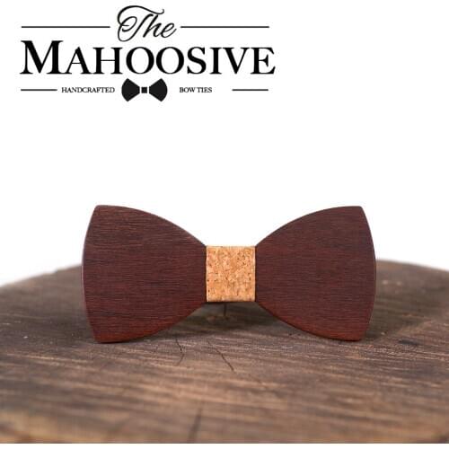 Mahoosive Classic Wooden Bow Tie BALCK Bowtie Neckties made of Wood Men Fashion Solid Adult Adult 2020 Cotton,Wood Men,women