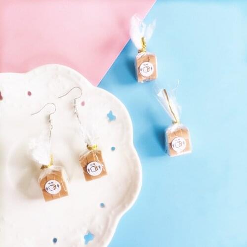 Korean Cute Simulation Toast Drop Earrings Girl Fashion Mini Bread Earring Resin Food Pendant Jewelry for Women Kid Funny Bijoux