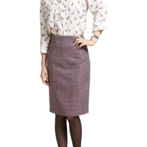 Hot Sell 2021 Autumn Skirt Pencil Vintage High Waist Plaid Midi Skirt Casual Women Office Lady Buttoms Zipper Back Skirts Women