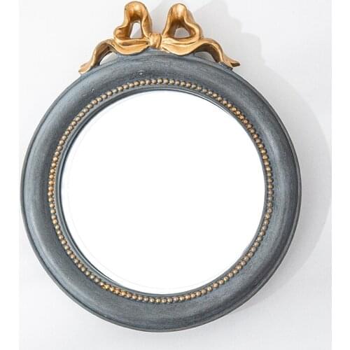 Resin Handmade Small Rustic Wooden Mirror Round