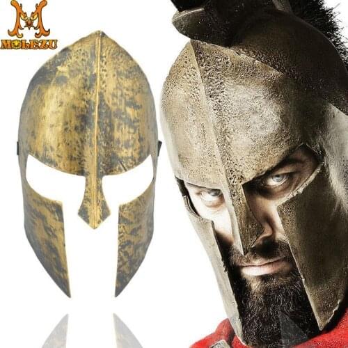 WAYLIKE Halloween Party Spartan Theme Warrior Helmet Mask Cosplay Masquerade Ball Antique Mask Sport Headband Warrior Mask