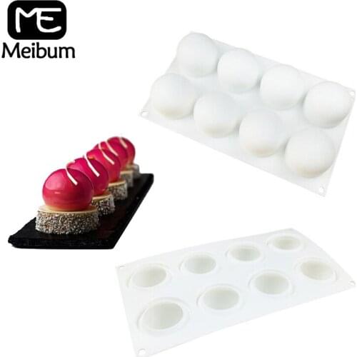 Meibum 8 Cavity Spherical Silicone Mousse Cake Mold Fondant Chocolate Muffin French Dessert Mould Kitchen Baking Tools
