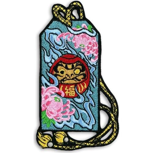 Fortune Bag Ukiyo-e Painting Embroidered Patches Iron on Clothing Good Lucky Fuuny Art Delicate Applique Bag Jacket Accessary