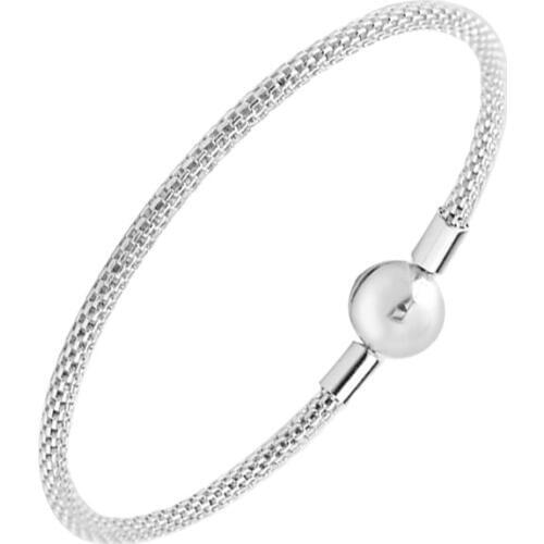 MOMENTS Sterling Silver Mesh BraceletS For Woman DIY Beads & Charms Authentic Sterling Silver Fashion Jewelry Bracelets