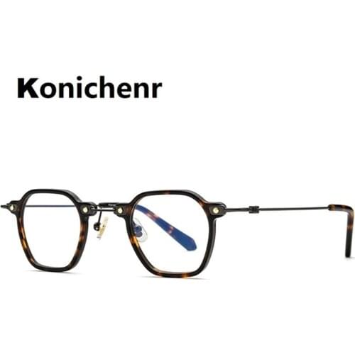 Konichenr Acetate Titanium Glasses Frame Men 2021 New Vintage Square Prescription Eyeglasses Women Optical Spectacles Eyewear