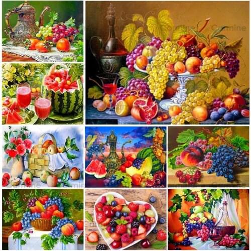 Still Life Grapes Cross Stitch Diamond Embroidery Full Square Fruit Mosaic Pictures of Rhinestones Decor 5D DIY Diamond Painting
