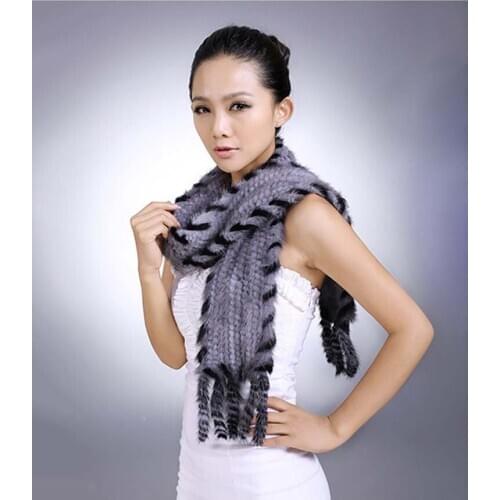 The new mink fur scarf Qiu dong season long mink fur collar female warm knitting scarf