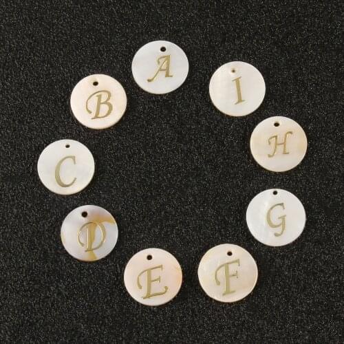 A-Z Shell Beads Oblate Shape Alphabet Beads Letter Loose Spacer For Jewelry Making Handmade Diy Bracelet Accessories 5pc/lot