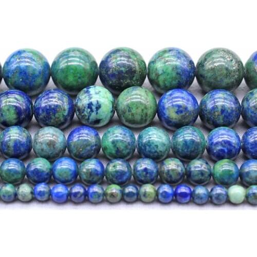 Wholesale Natural Lapis Lazuli stone Azurite Malachite Round Loose Beads for DIY Bracelet Necklace Jewelry Making 4/6/8/10mm