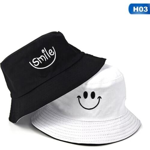 SMI-LE Bucket Hat Double Sided Bucket Hat Smiling face Unisex Fashion Bob Cap Hip Hop Gorro Men Summer Cap