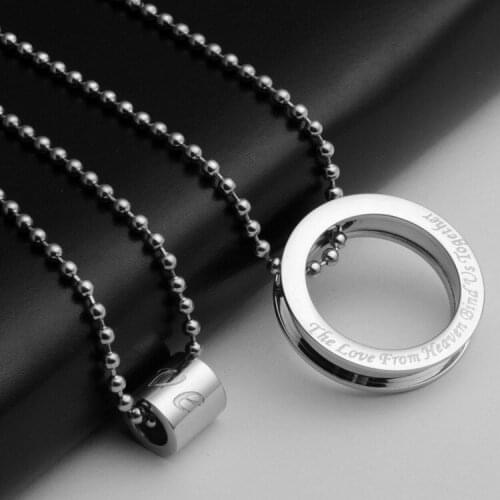 30pcs Stainless steel couple geometric two round circle necklace men women lovers love fashion personality gift necklace jewelry