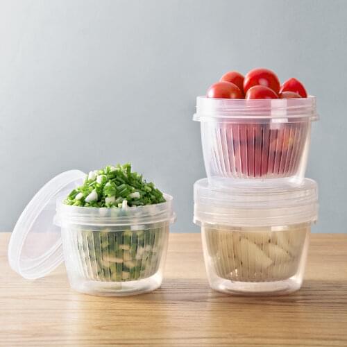 Plastic Mini Round Chopped Green Onion Container Portable Fruit Storage Box Kitchen Drain Ginger Garlic Storage Organizer New