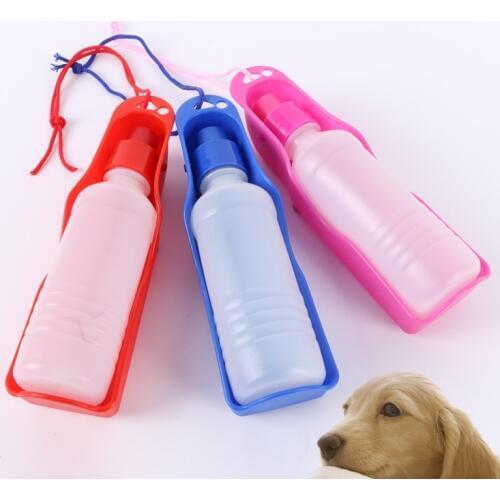 Transer Pet Dog Water Bottle 250ml 500ml Plastic Portable Water Bottle Pets Outdoor Travel Drinking Water Feeder Bowl